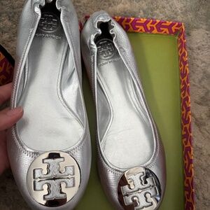 Tory Burch metallic Reva flats